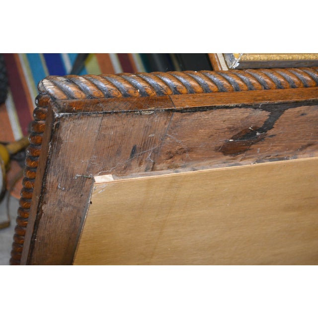 Vintage Wood Rectangle Mantel / Wall Mirror W/ Lattice Look & Rope Twist Frame For Sale - Image 9 of 12