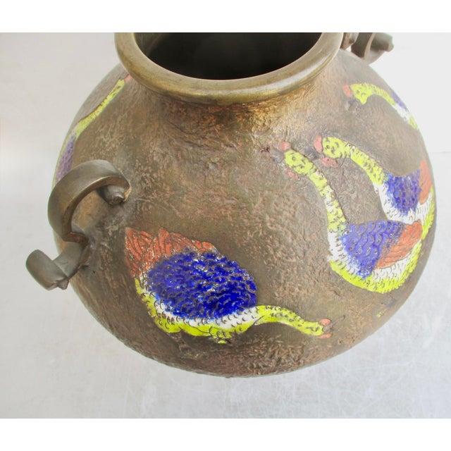 Japanese Bronze Champlevé Modernist Vase MCM For Sale - Image 10 of 10