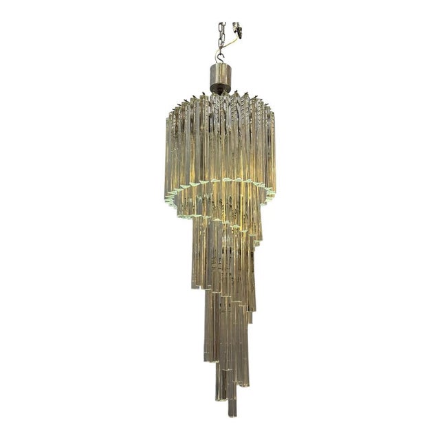 Large Murano Glass Trilobi Chandelier, Italy, 1960s For Sale - Image 12 of 12