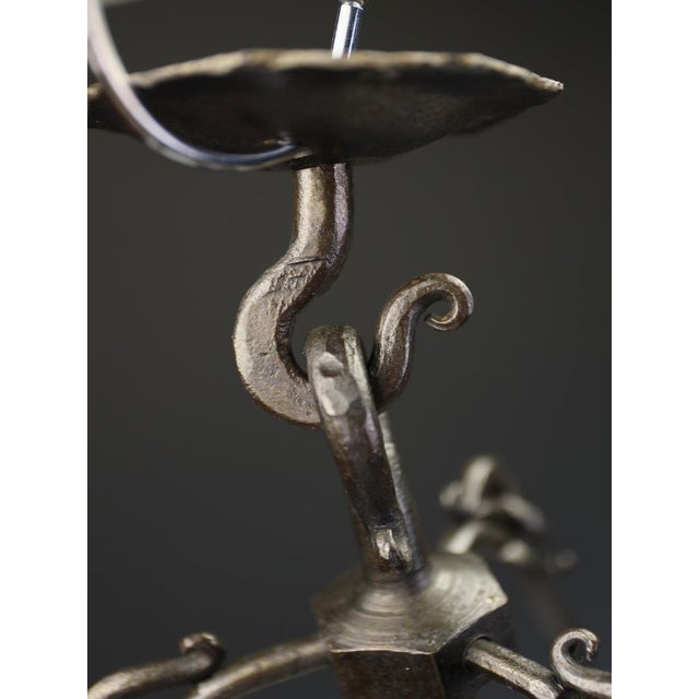 19th Century Gothic Revival Hand-Forged Wrought Iron Corona Chandelier, 1880 For Sale - Image 14 of 18