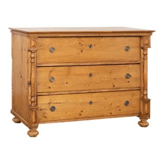19th Century Large Pine Chest of Three Drawers, Hungary For Sale