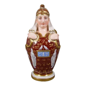 Antique Early 19th Century Austrian Vienna Porcelain Egyptian Revival Canopic Jar Ewer 1810