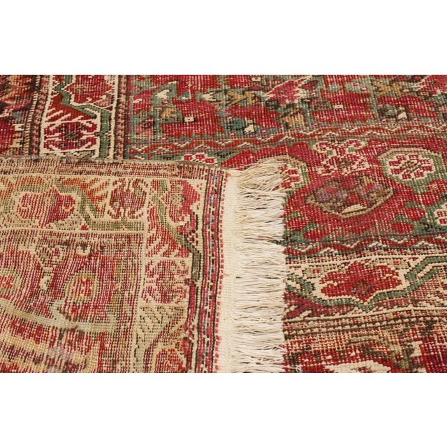 Late 19th Century Antique Gordes Traditional Red and Sage Green Wool Rug For Sale - Image 5 of 6
