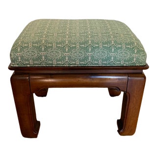 Vintage Ming Stool Ottoman Newly Upholstered For Sale