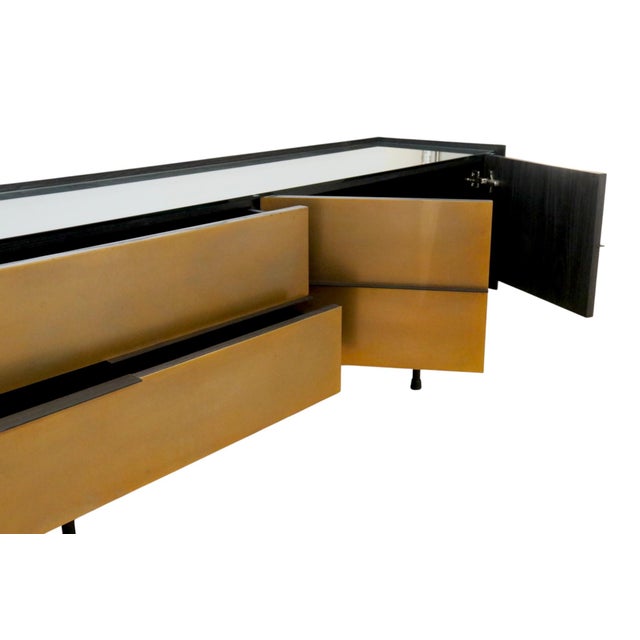 2010s Bespoke Contemporary Brass and Ash 118" Cantilever Sideboard by Ebony Curated For Sale - Image 5 of 11