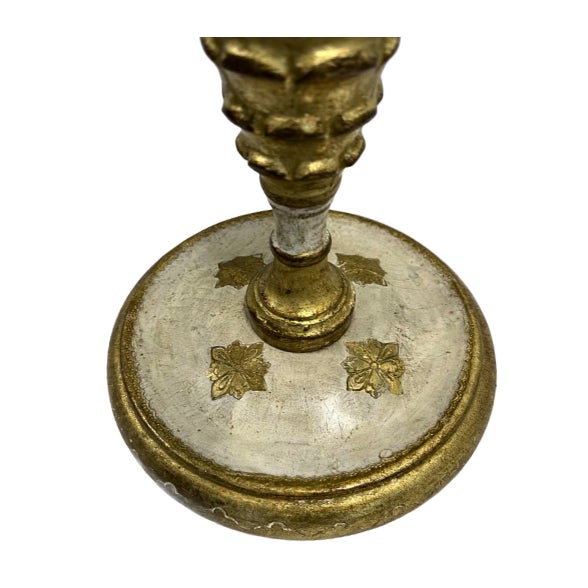 Mid 20th Century Vintage Italian Florentine Giltwood Pedestal Side Table For Sale - Image 5 of 8