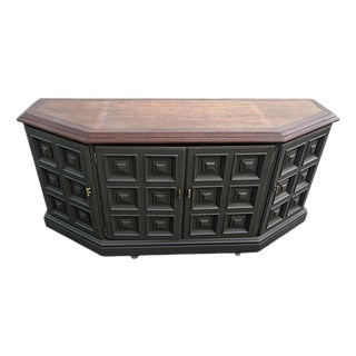 Vintage Drexel Mid-Century Modern Bronze & Walnut Credenza For Sale