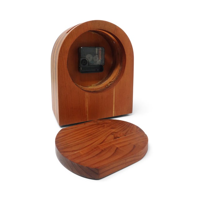 1970s Handcrafted Laminated Wood Desk Clock For Sale - Image 10 of 10