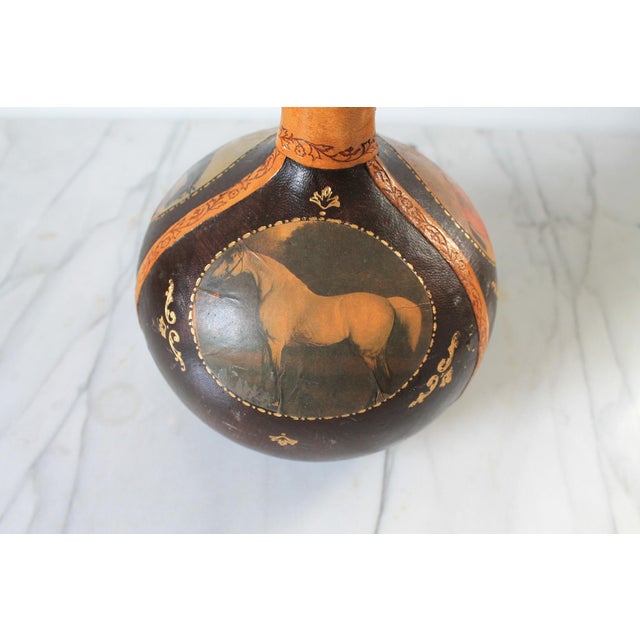 Vintage Italian Equestrian Leather Wrapped Liquor Decanter For Sale In Milwaukee - Image 6 of 13