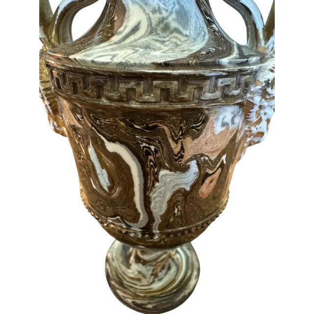 Late 18th Century Wedgwood and Bentley Agate Ware Small Two Handled Urn on Basalt Base, Wedgwood Seal Under the Base For Sale In Dallas - Image 6 of 11