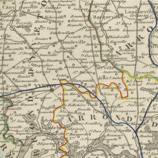 Antique Map of Seine-Inférieure with Le Havre and Corneille, 1860 For Sale - Image 4 of 12