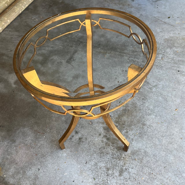 Arteriors Home 1980s Arteriors Modern Gold Leaf Finished Cinched Waist Side Table For Sale - Image 4 of 12