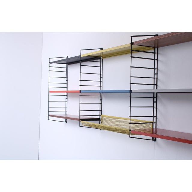 Brown Modular Metal Wall Rack by A.D. Dekker for Tomado, 1950s, Set of 13 For Sale - Image 8 of 18