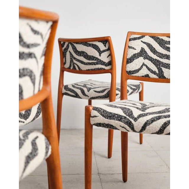 Model 80 Dining Chairs in Teak with Zebra-Print Upholstery by Niels O. Møller for j.l. Møllers, Denmark, 1960s, Set of 6 For Sale - Image 13 of 18