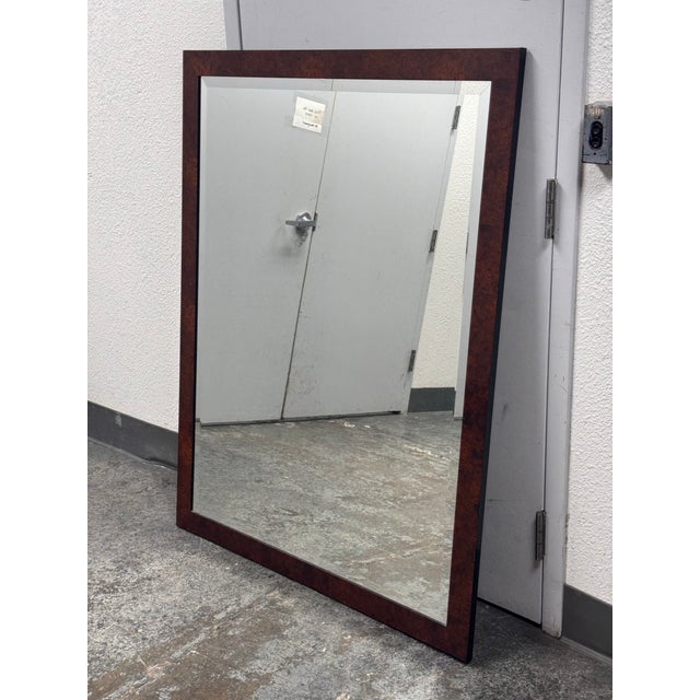 Wood Burl Wood Rectangular Beveled Mirror For Sale - Image 7 of 13