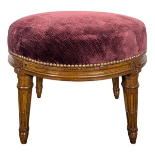 Louis XVI Style Ottoman in Velvet For Sale