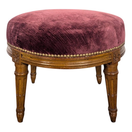 Louis XVI Style Ottoman in Velvet For Sale