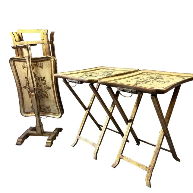 Great set of vintage Italian Florentine Folding Tray Tables