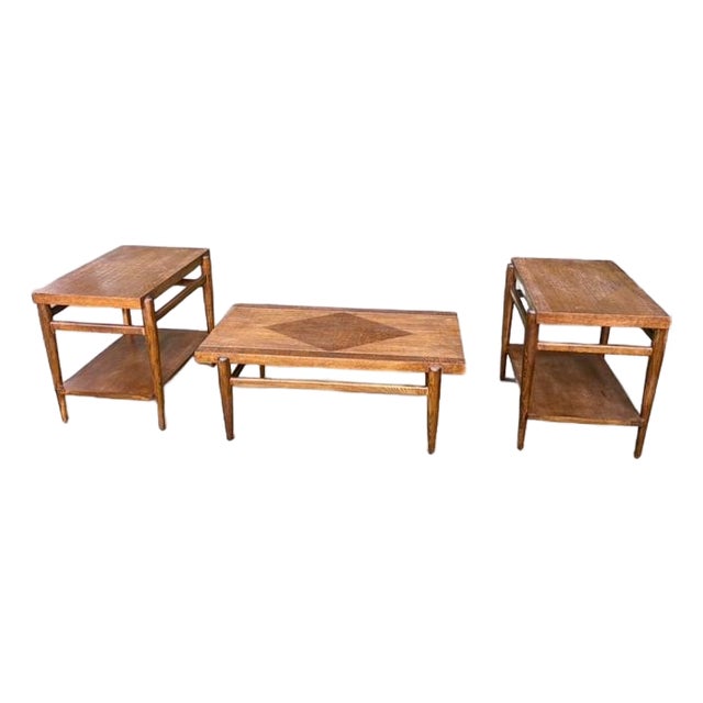 1955 Lane Acclaim 3-Piece Table Set by Andre Bus – MCM Walnut, Refinished For Sale