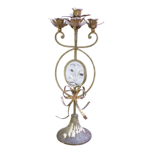 Vintage Italian Florentine Art Nouveau Candelabra Candle Holder Mirror