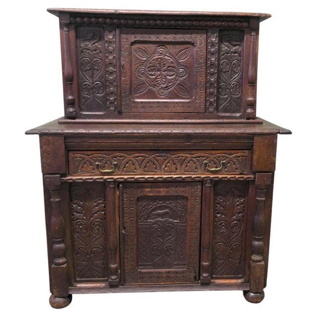 Brown Carved Oak Court Cupboard, 17th Century For Sale - Image 8 of 8