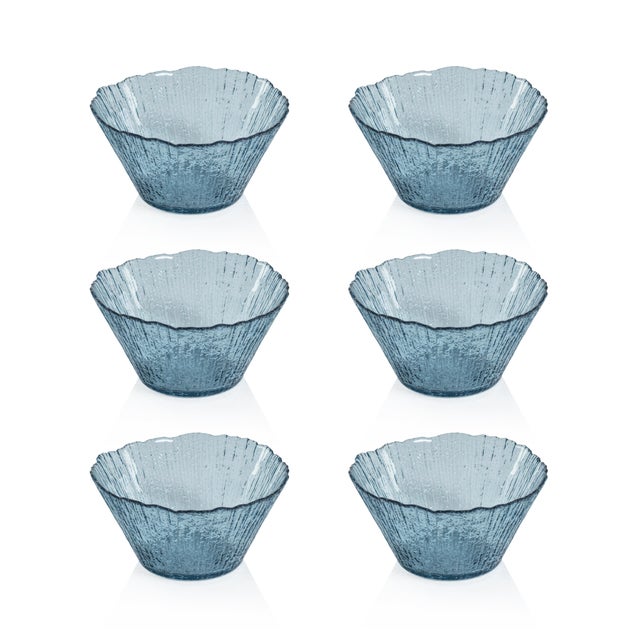Axel Icy Sapphire Tapered Glass Serving Bowls, Set of 6 For Sale In Los Angeles - Image 6 of 6