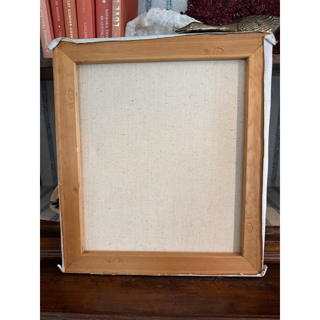 1960s Mid-Century Modernist Seated Woman Oil Painting on Canvas For Sale - Image 5 of 5