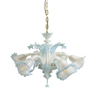 Vintage Chandelier in Blue Murano Glass, 1950s For Sale