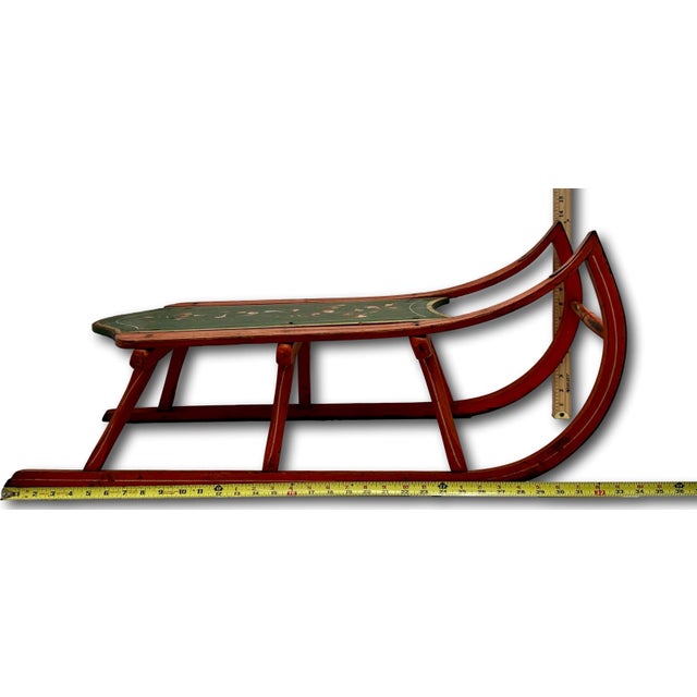 Outstanding Antique American Victorian Childs Snow Sled With Beautiful Original Hand Painted Features - Circa 1870s For Sale - Image 17 of 18