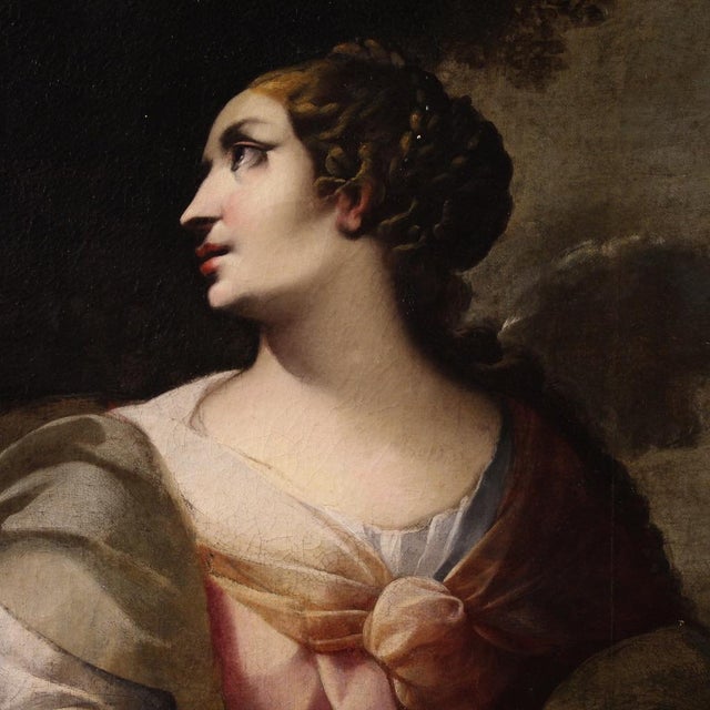 Italian Artist, The Delphic Sibyl and the Cumaean Sibyl, 1670, Oil on Canvases, Framed, Set of 2 For Sale - Image 8 of 16