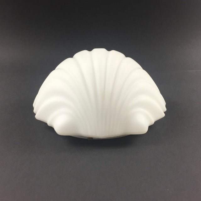 White Vintage Shell-Shaped Opaline Glass Wall Lamps from Limburg, Germany, 1970s, Set of 2 For Sale - Image 8 of 12