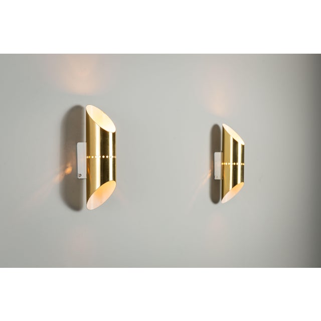Cylindrical Wall Lamps in Brass with Perforated Shades, 1970s, Set of 2 For Sale - Image 4 of 12