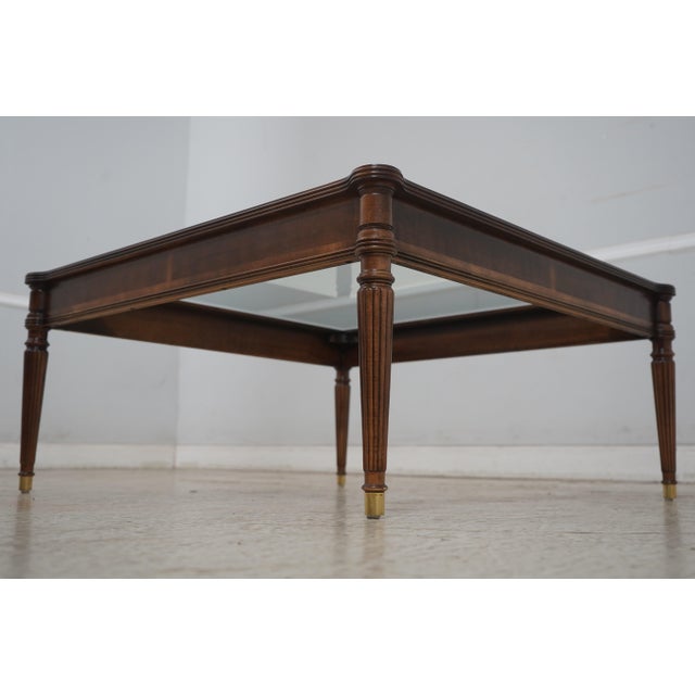 Henredon Sheraton Style Glass Top Coffee Table For Sale - Image 11 of 12