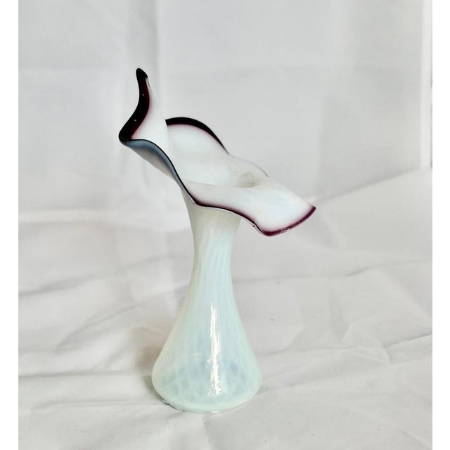 Victorian Hand Blown Semi Opalescent Jack in the Pulpit Vase For Sale - Image 5 of 7