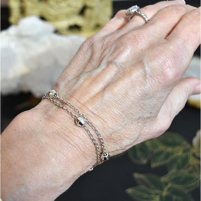 Tiffany & Co. Sterling Silver 'Barrel Bead' Station Double Strand Bracelet 7" Retired For Sale - Image 12 of 14