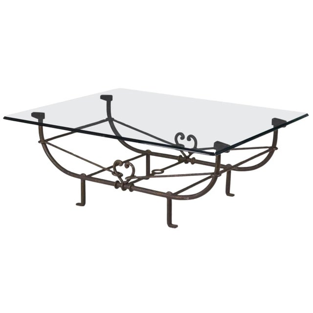 Metal Paul Ferrante "Emilio" Wrought Iron Coffee Table With Glass Top For Sale - Image 7 of 10