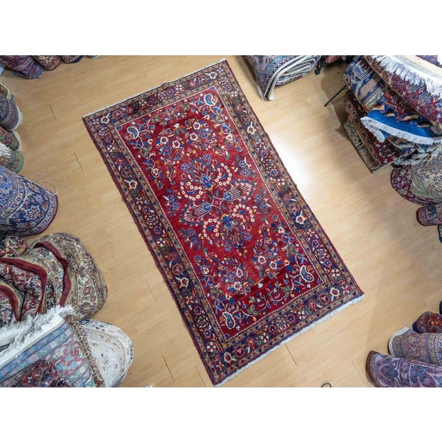 263×145cm Unique hand-knotted Hamedan Malayer Middle Eastern rug | Knot density: 120000/sqm Pattern: Floral (Rare motifs)...