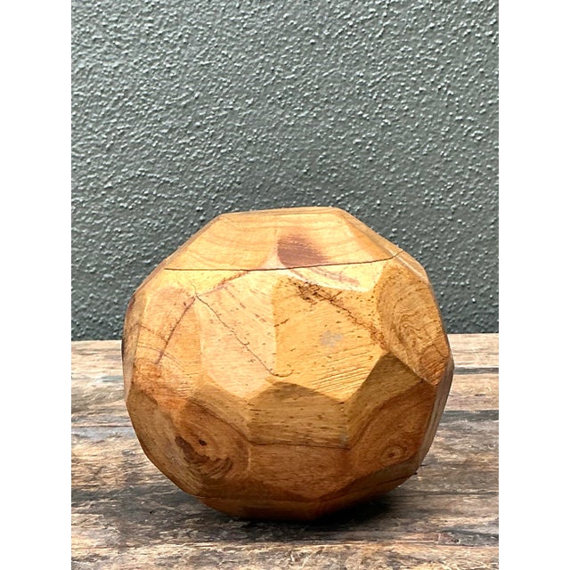 Vintage Faceted Wood Sphere For Sale - Image 10 of 12