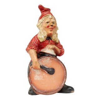 Ceramic Figure of Dwarf with a Large Drum from Hertwig & Endert, Thuringia, 1920s For Sale