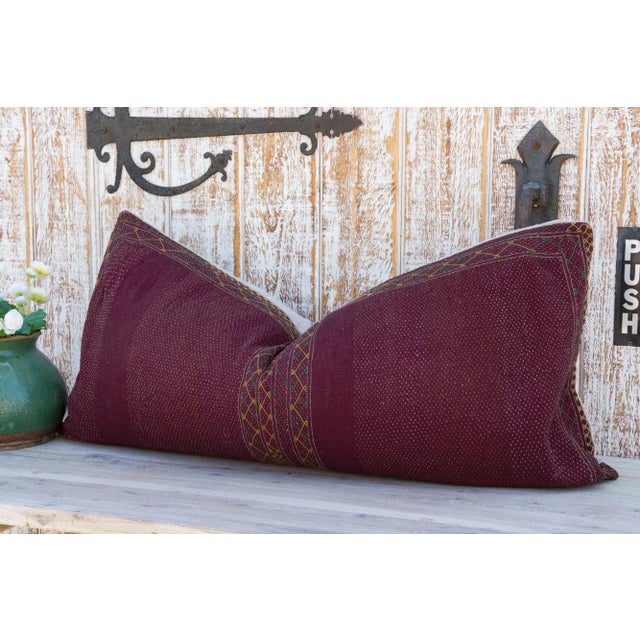 Early 21st Century Rasbhari Sindh Sami Quilt Lumbar Pillow For Sale - Image 5 of 9
