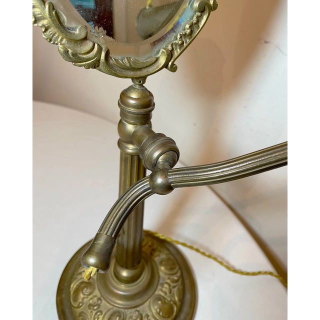 Rare Antique Ornate Dépose Brass Adjustable Vanity Mirror Desk Lamp Combo For Sale - Image 11 of 12