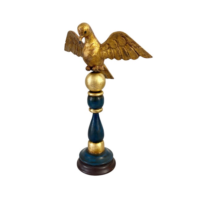 Vintage European Carved Wood Bird Sculpture on Finial 14" H For Sale - Image 4 of 8