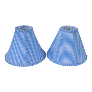 Vintage Blue and White Gingham Lamp Shades-a Pair