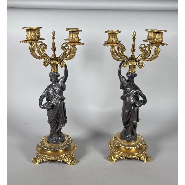 Metal Antique Napoleon III Candleholders, 1850, Set of 2 For Sale - Image 7 of 7