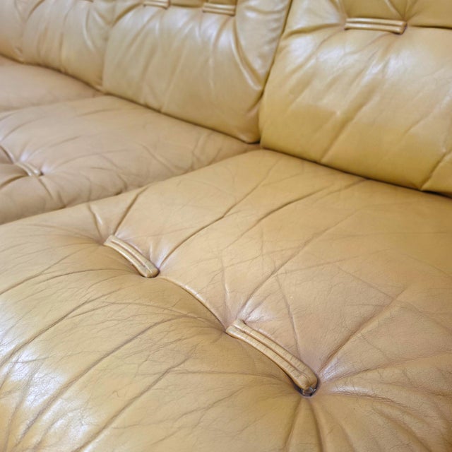 Mid-Century Italian Brutalist Leather Livingroom Set, 1960s, Set of 3 For Sale - Image 12 of 14