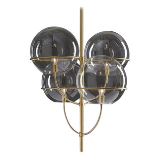 Satin Gold Lyndon Suspension Lamp with Glass by Vico Magistretti for Oluce For Sale