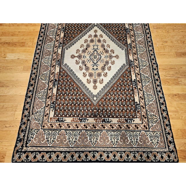 Vintage Moroccan Rug, Handwoven Wool, Geometric Pattern, Ivory & Brown, 6’ X 8’ For Sale - Image 13 of 18