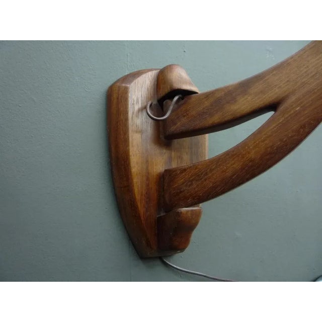 Brown Danish Solid Teak Wall Lamp, 1960s For Sale - Image 8 of 13