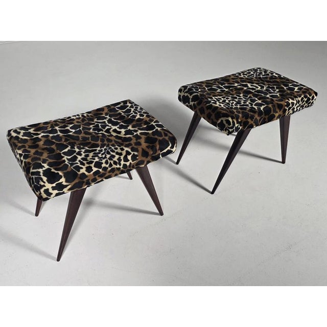 Mid-Century Italian Benches or Stools in Leopard Velvet, 1950s, Set of 2 For Sale - Image 6 of 6