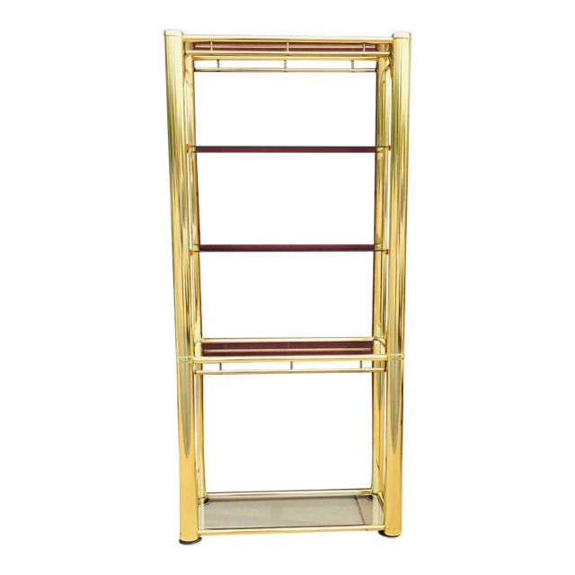 Vintage Milo Baughman Style Brass Etagere For Sale